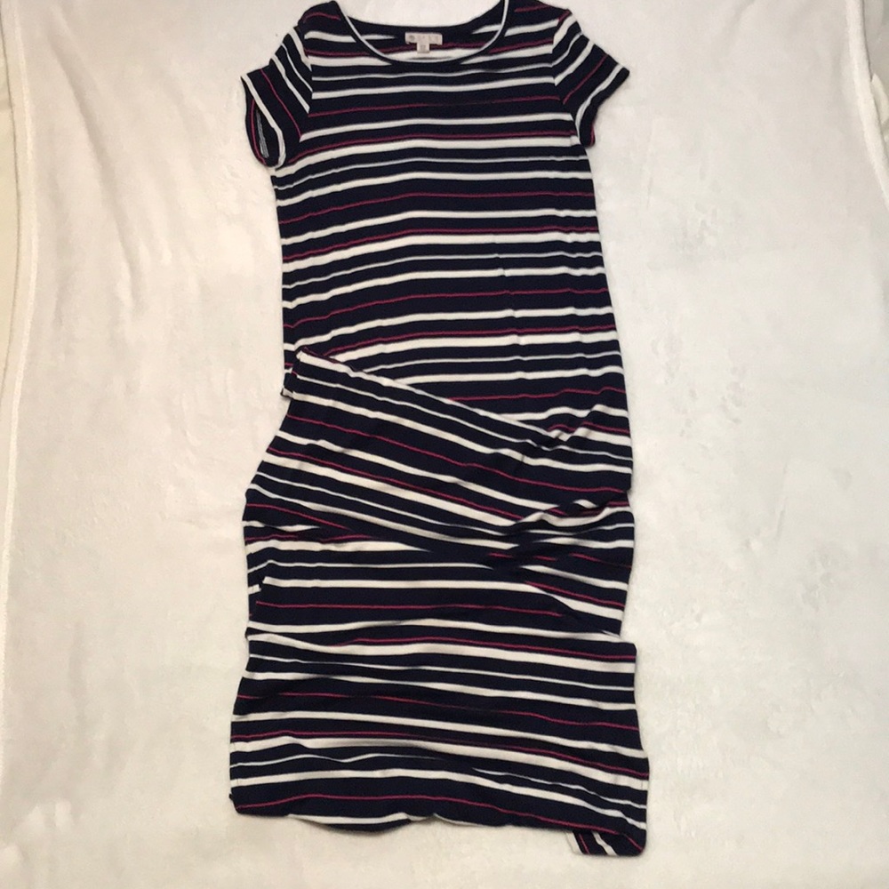 Maxi dress t-shirt material navy blue/pink/white